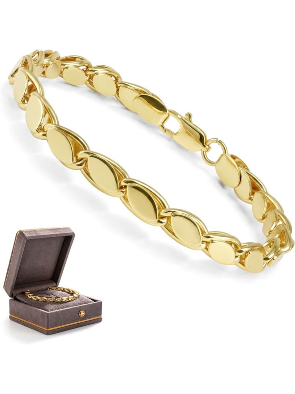 14K Gold Plated Laurel Link Bracelet for Women, Greek Goddess Inspired Jewelry